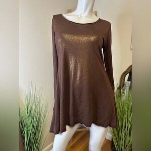 Barbara Lesser Vintage Long Sleeve Tunic Copper Metallic Top